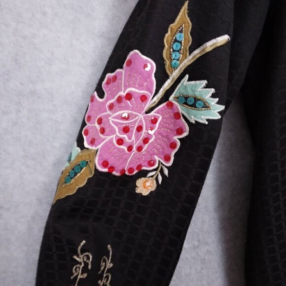 Alex Kim | Vintage Embroidered Sequin Jacket Black | Size M - Picture 6 of 10